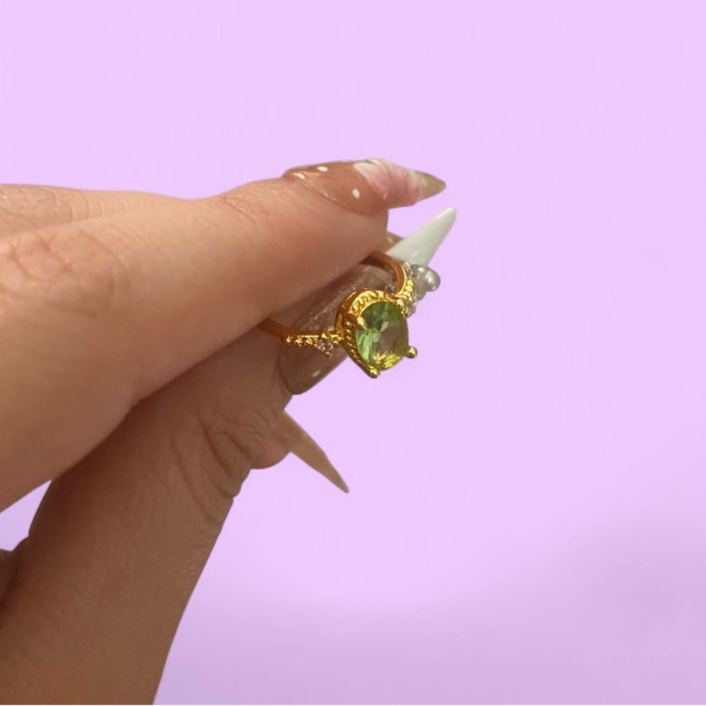 INC International Concepts Gold Ring with Green Stone